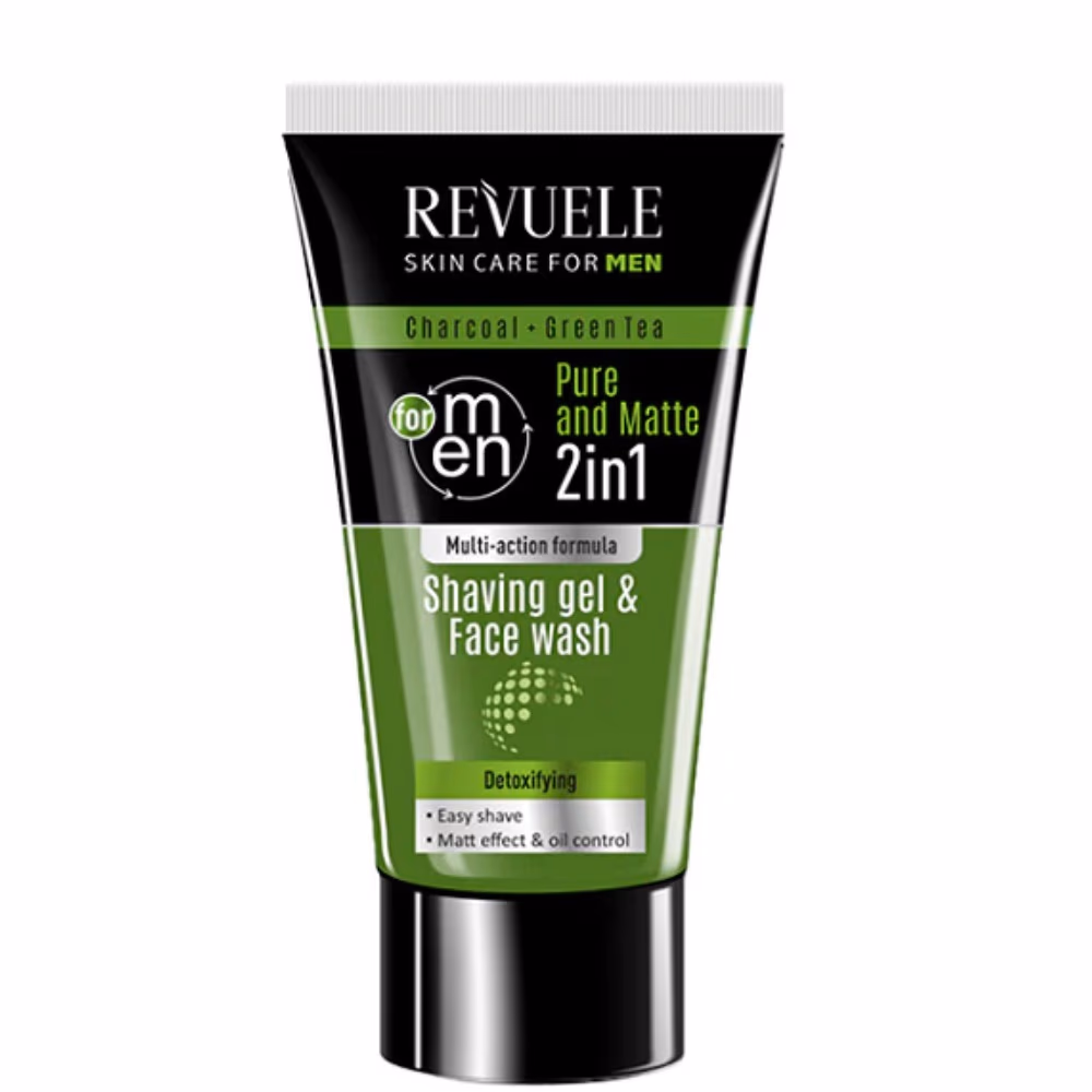 Revuele 2In1 Shave Gel-Face Wash Charcoal-Green Tea 180Ml 1