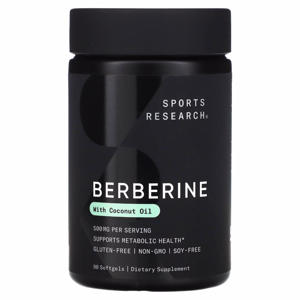 Sports Research Berberine 500mg with Coconut Oil 90 Softgels  1