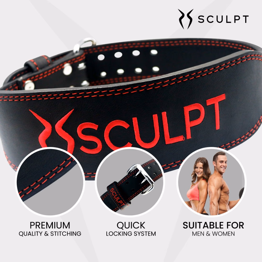 Sculpt Leather Belt Red XL 3