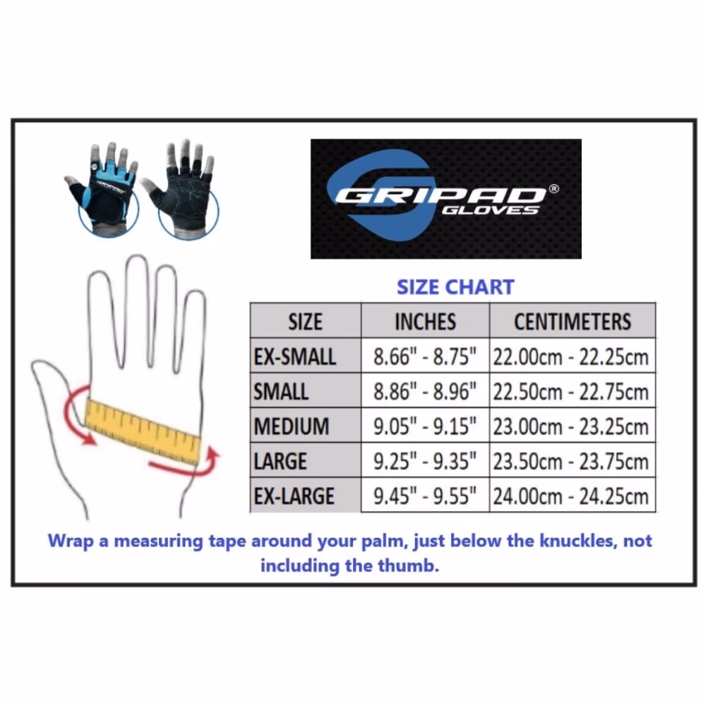  Gripad Half Finger Lifting Gloves - Black Blue - Extra Large 3