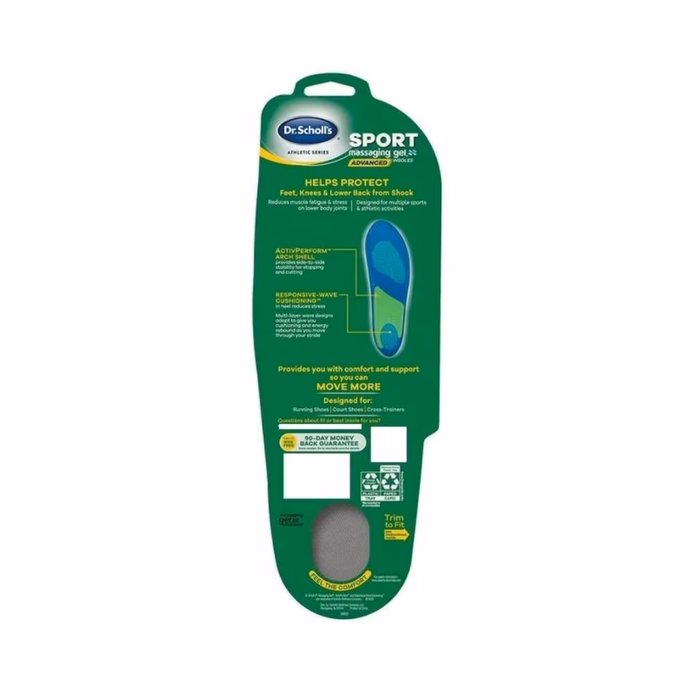 Scholl Sport Massaging Gel Insoles Men Size 8 to 14 2