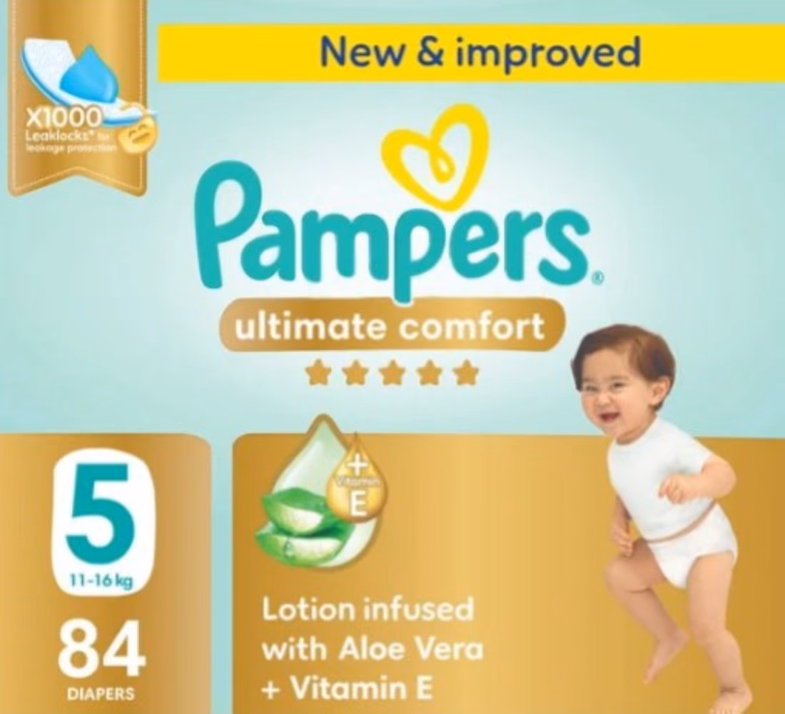 Pampers Size 5 Ultimate Comfort Aloe Baby Diapers – 84 Diapers