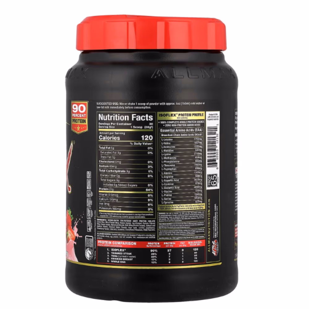 Allmax IsoFlex Whey Protein Powder 907gm Strawberry Flavour 2