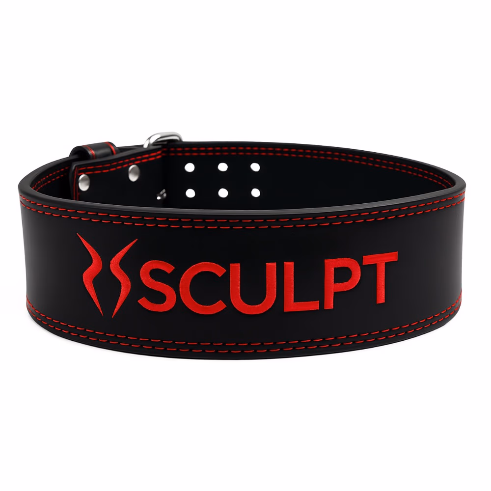 Sculpt Leather Belt Red XXL