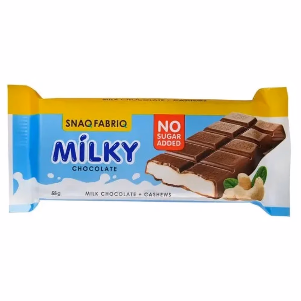 Snaq Milky Chocolate + Cashew Bar 55g