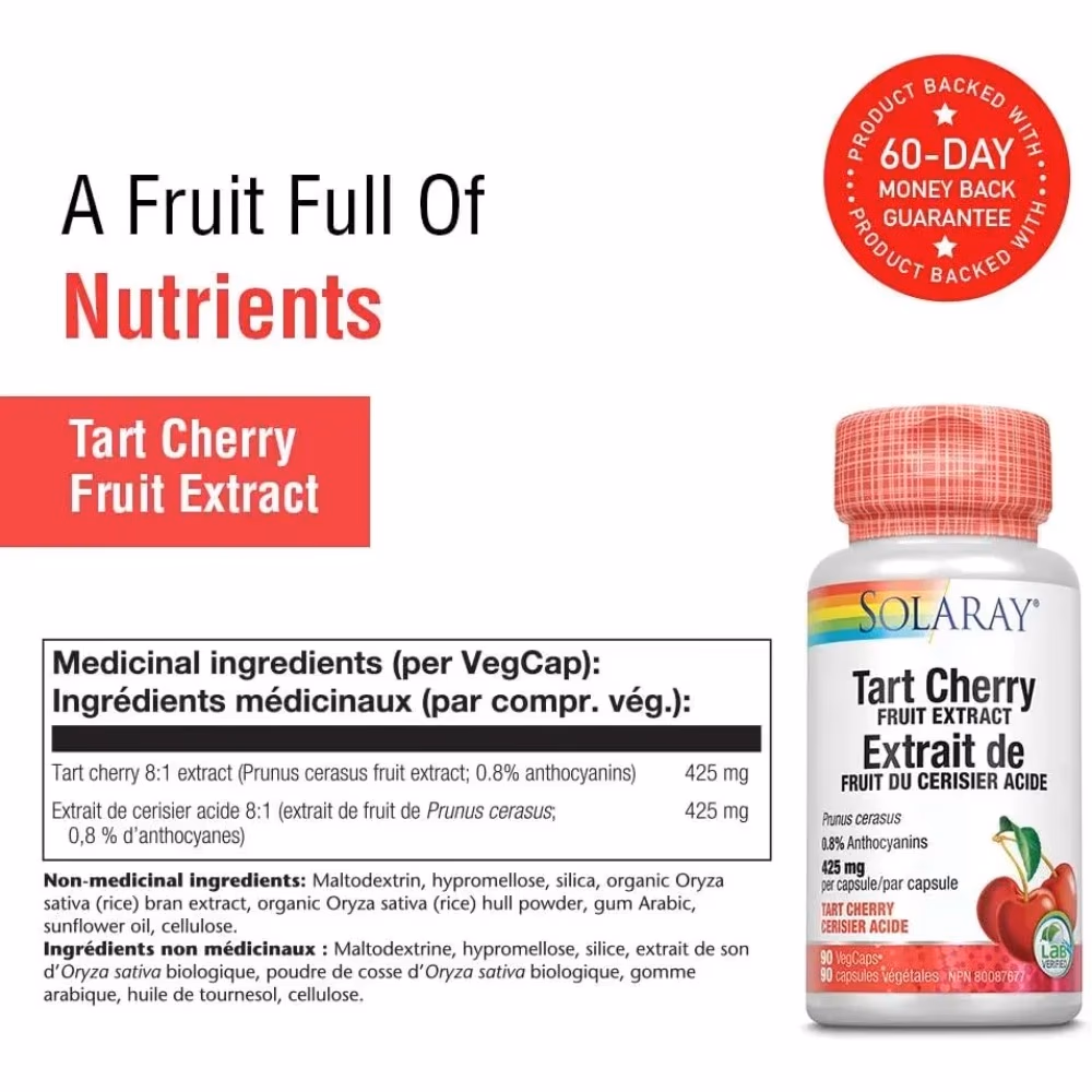 Solaray Tart Cherry Fruit Extract 425mg-90 Capsules 3