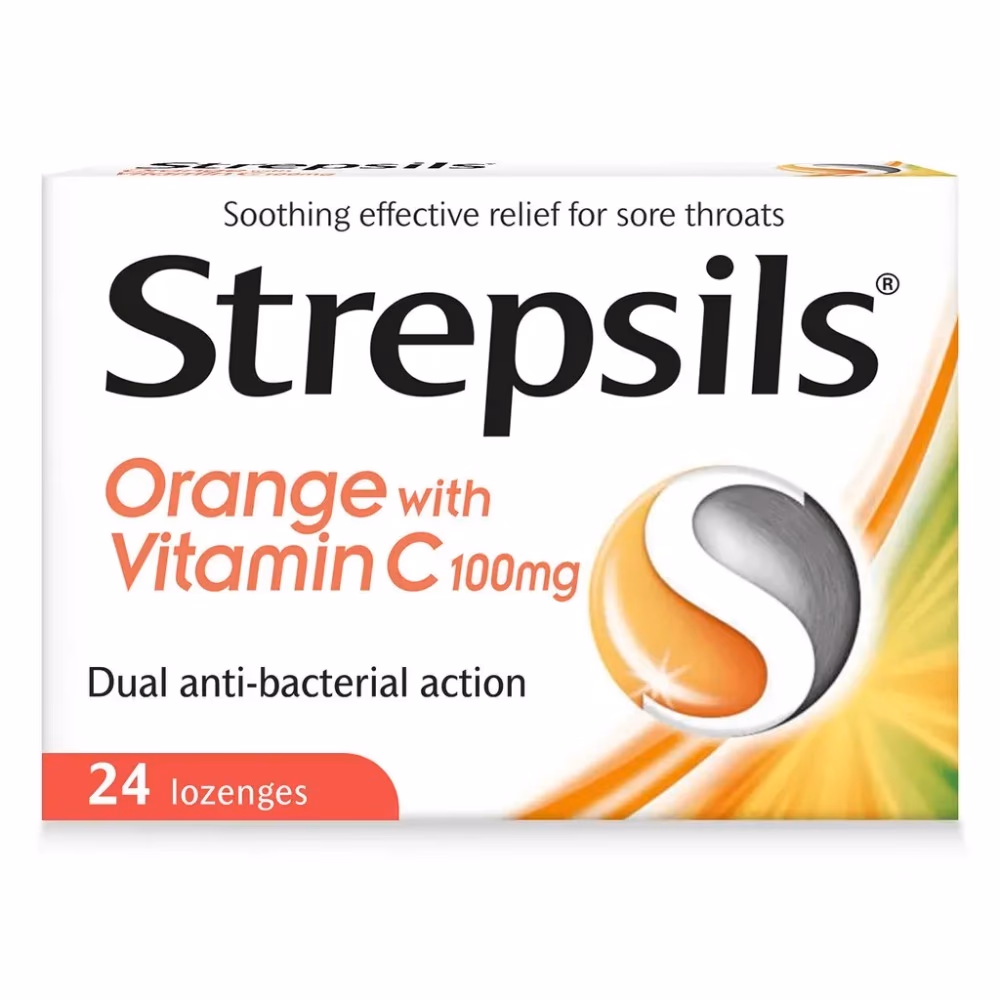 Strepsils Orange with Vitamin C 100mg - 24 Lozenges