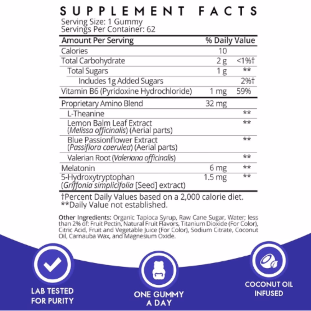 SugarBear Pro Sleep 5-HTP Amino 62 Gummies - 2 Month Supply 2