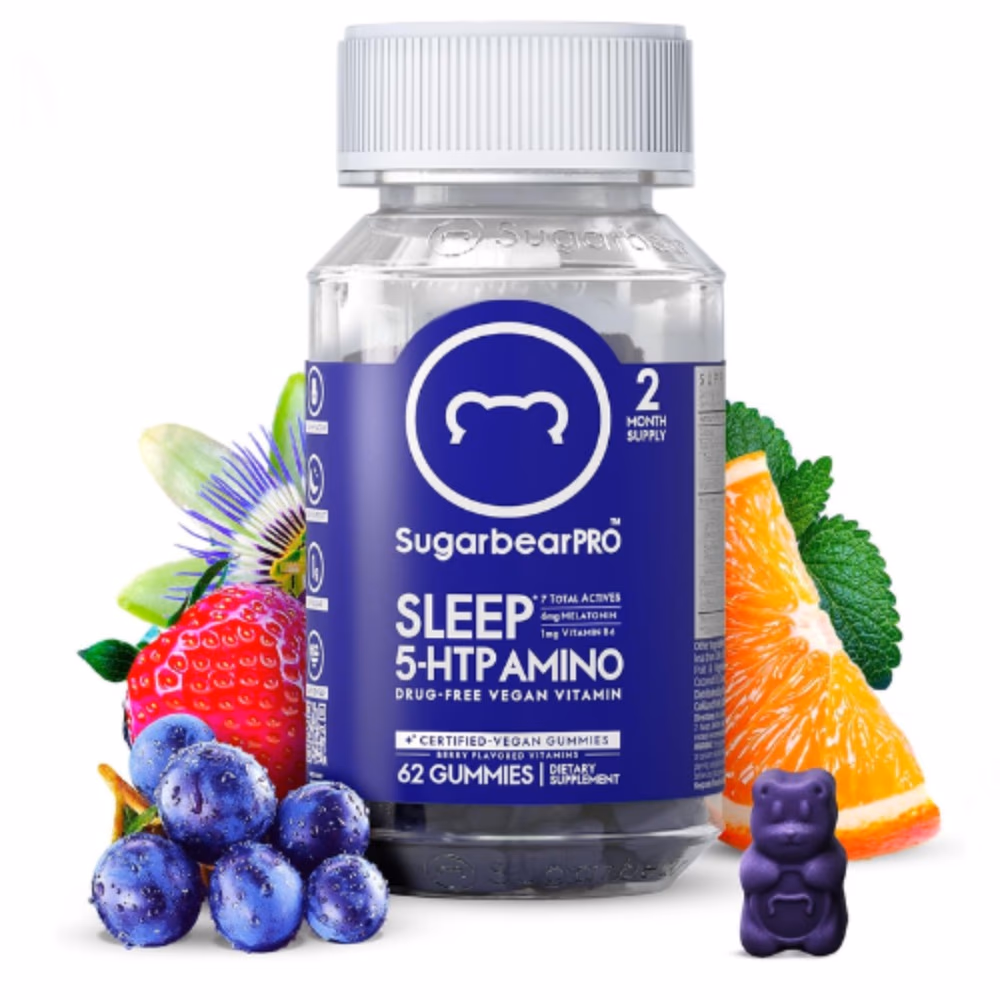SugarBear Pro Sleep 5-HTP Amino 62 Gummies - 2 Month Supply 1