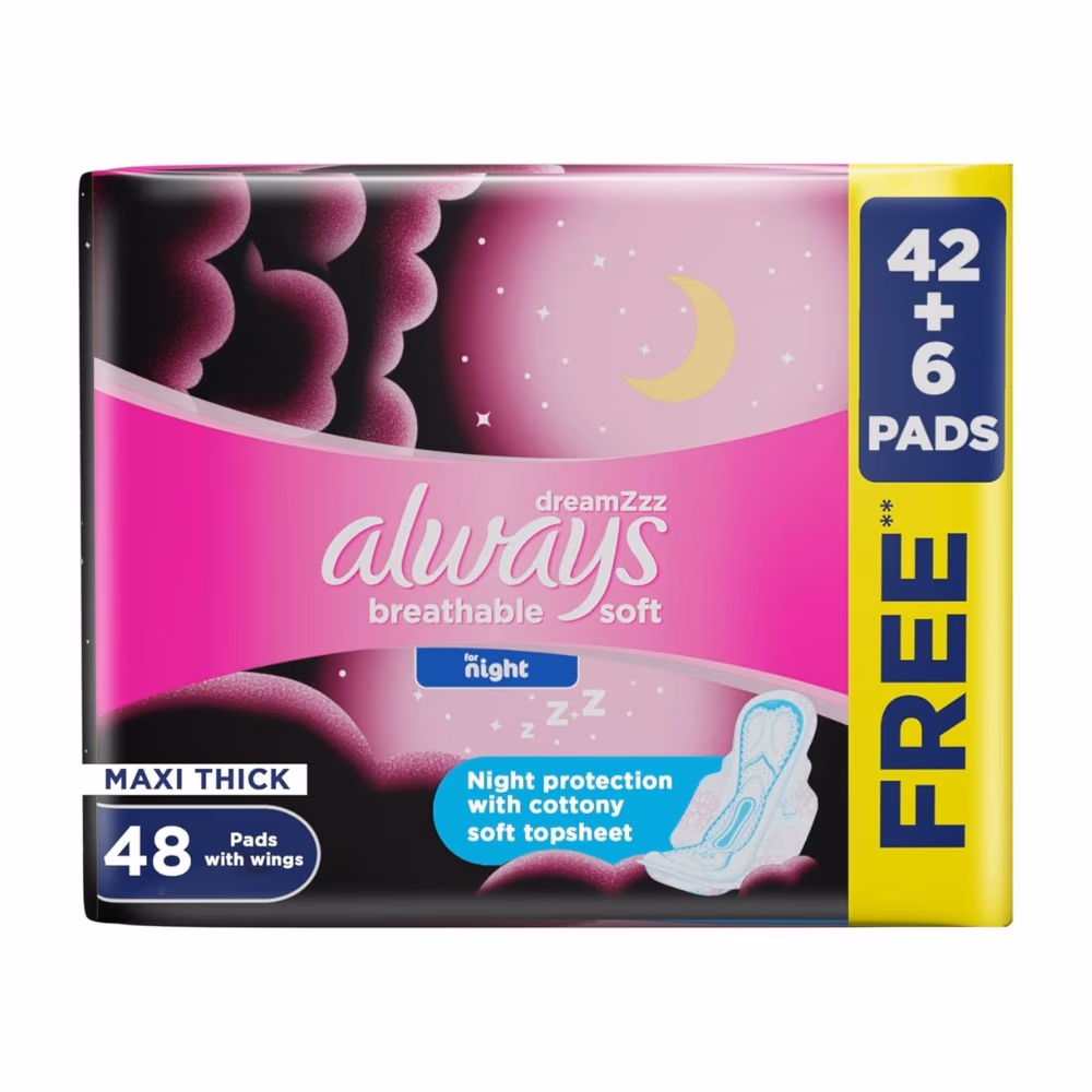 Always Dreamz Maxi Thick Night Pads 48s 1