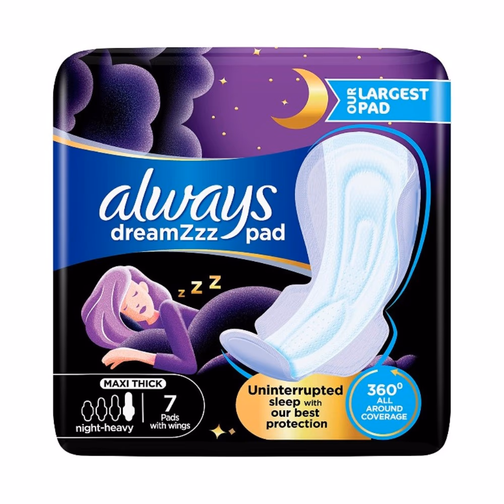 Always Dreamzzz Maxi Thick Night Pads Black & Violet XXL 7s 1