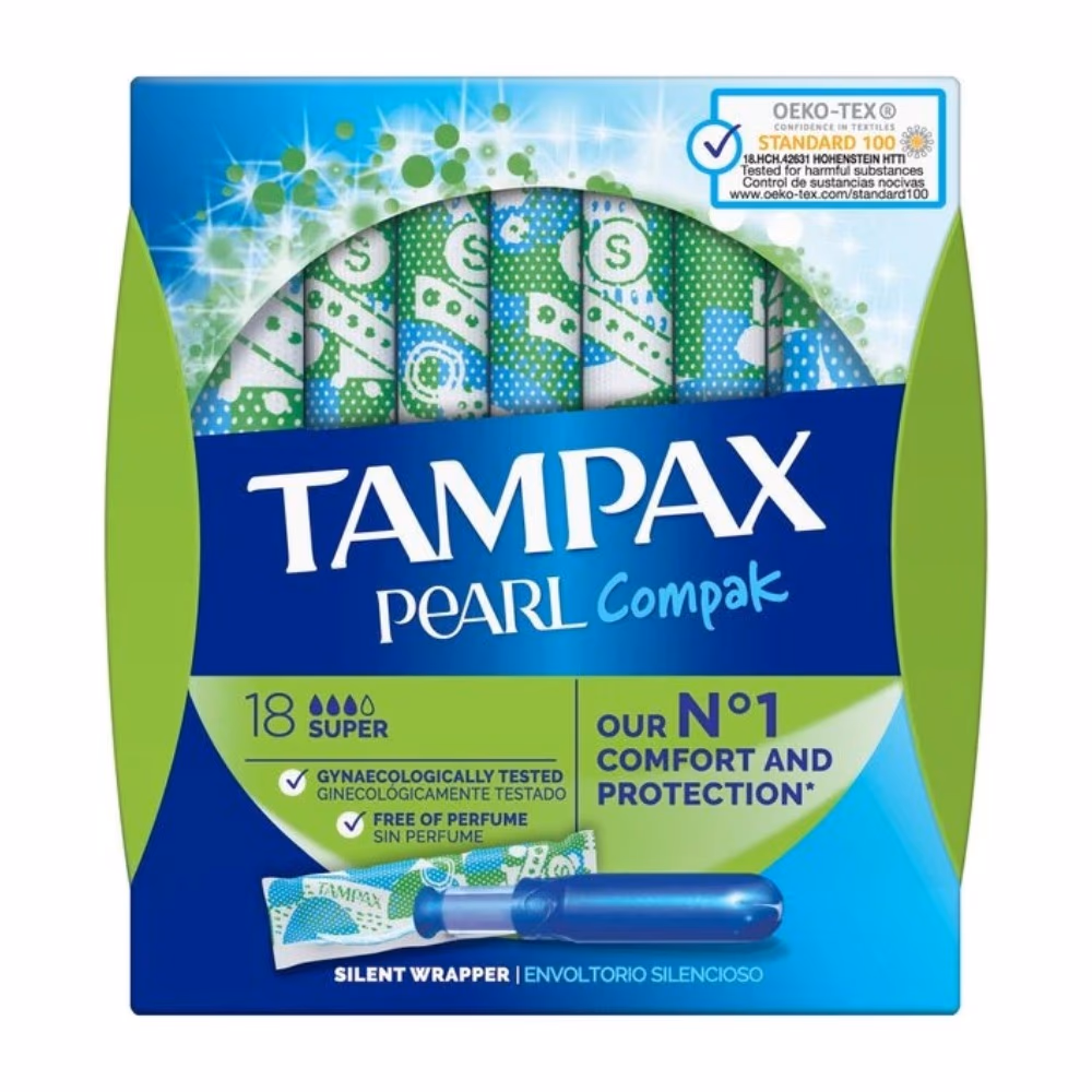 Tampax Pearl Compak Super Tampons 18 Pieces