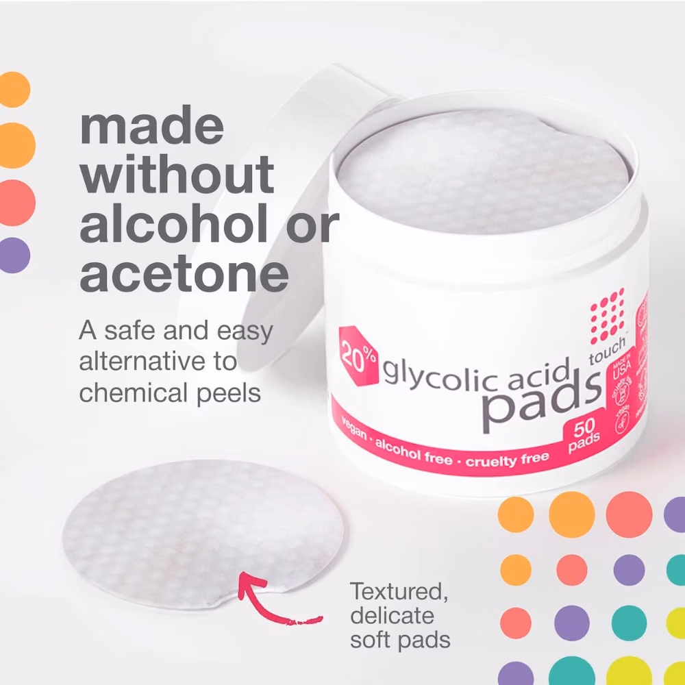 Touch 20% Glycolic Acid Pads – 50 Pads | Exfoliating Facial Treatment for Dark Spots, Acne & Anti-Aging 3