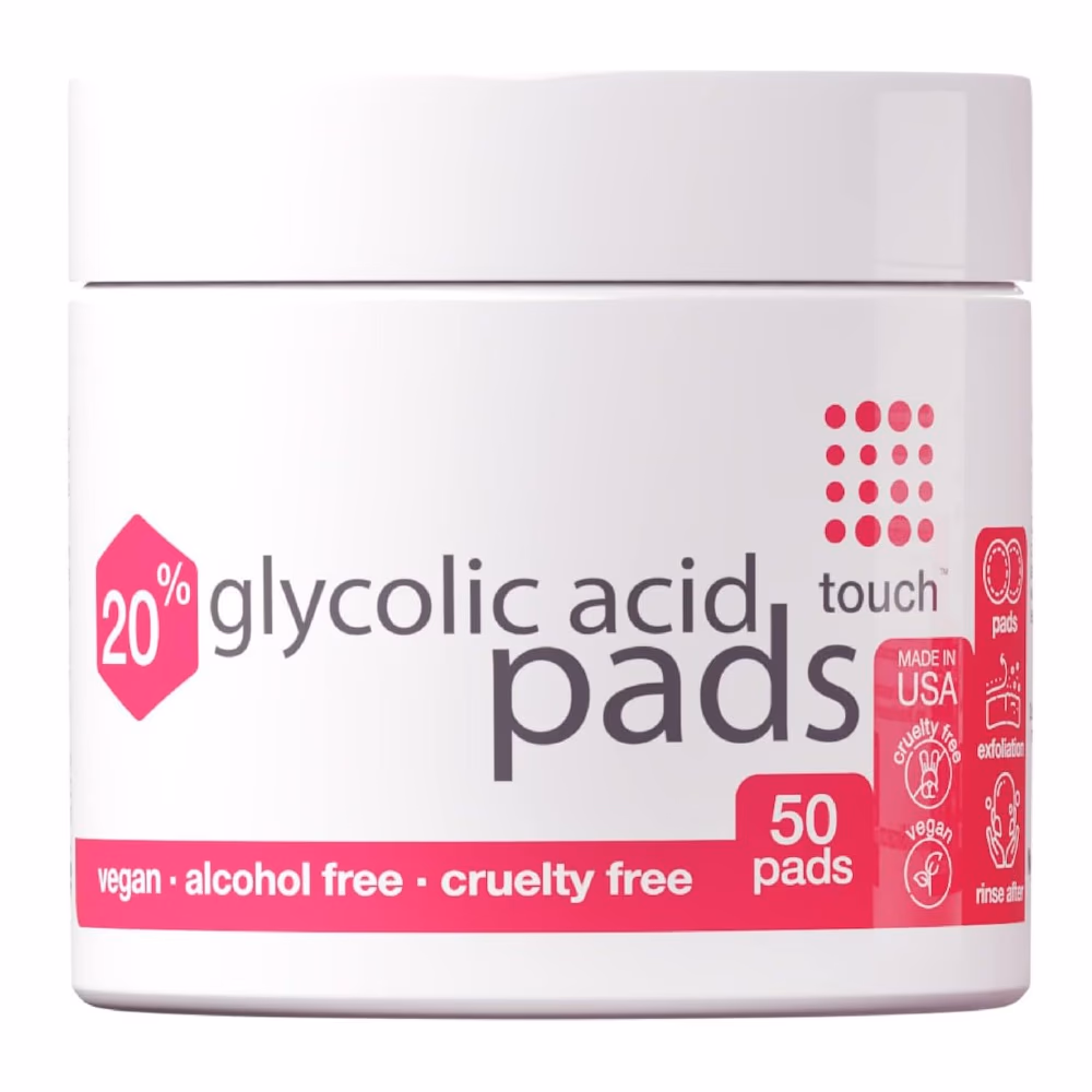 Touch 20% Glycolic Acid Pads – 50 Pads | Exfoliating Facial Treatment for Dark Spots, Acne & Anti-Aging 1