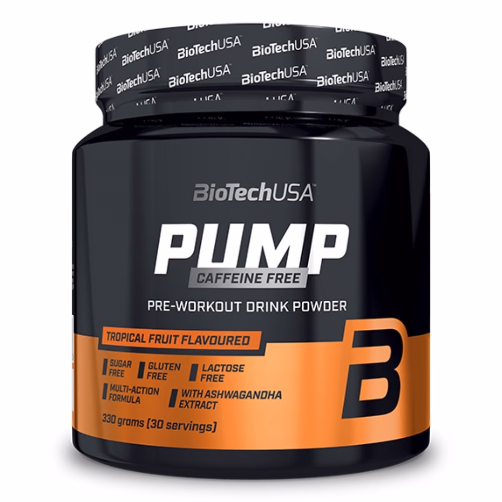 BioTechUSA Pump Caffeine Free Tropical Fruit 330g: Stimulant-Free Pre-Workout for Focus, Pump & Performance 1