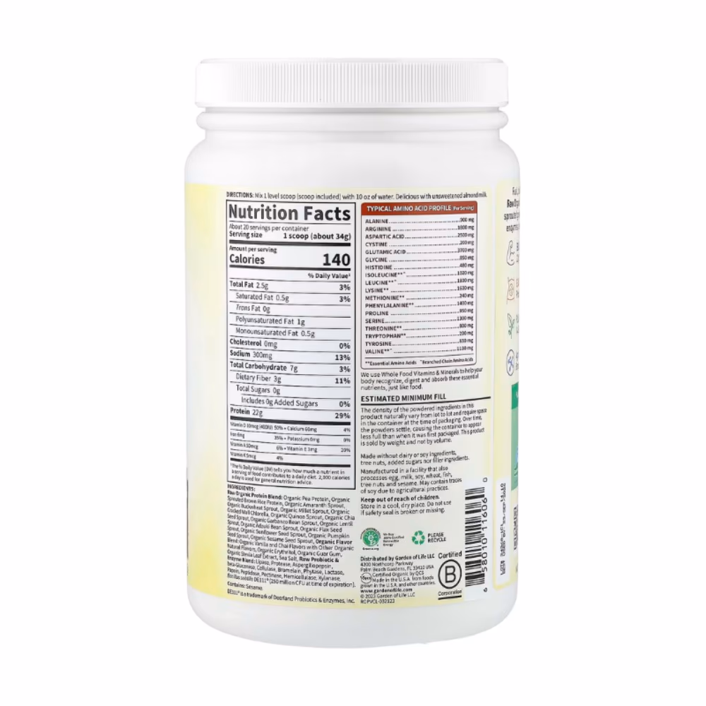 Garden Of Life Raw Organic Protein 680g - Vanilla Chai 2