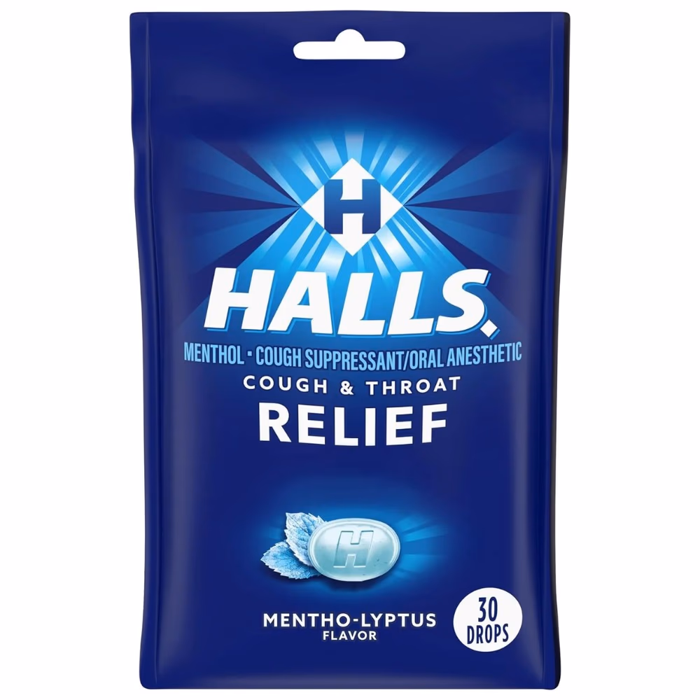 Halls Cough and Throat Relief Menthol Drops 30s 1
