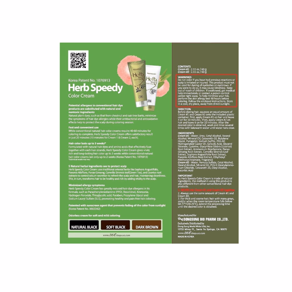 Herb Speedy Hair Color Cream Dark Brown 3