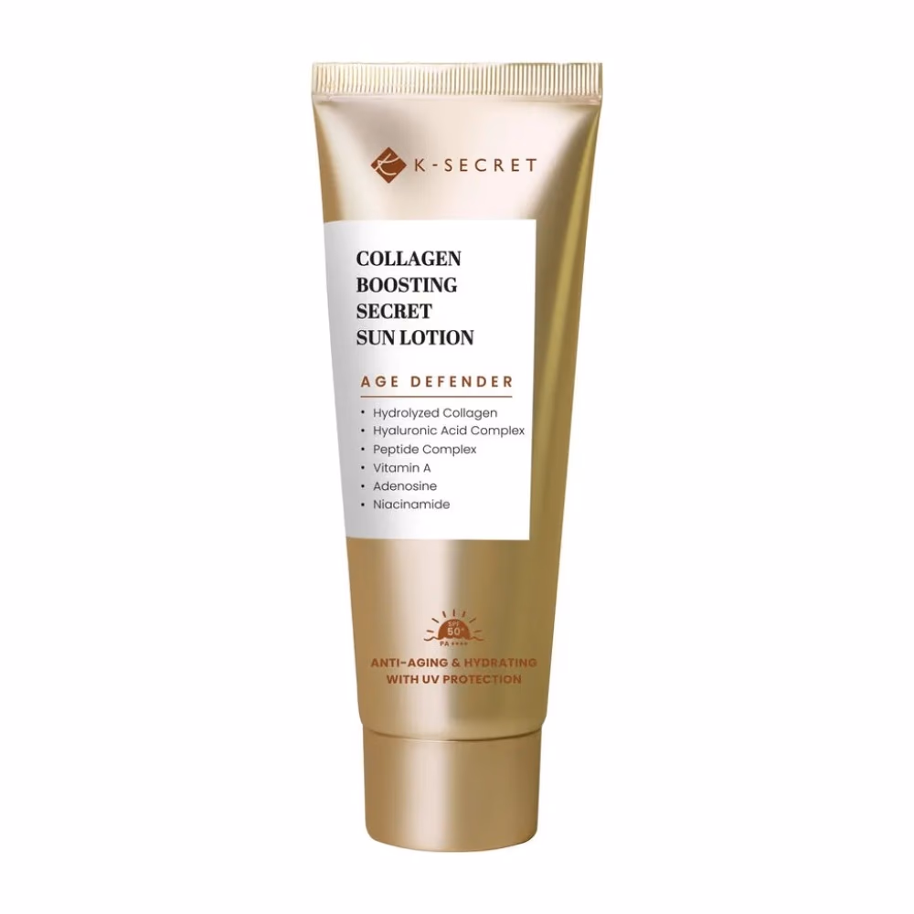 K-SECRET Collagen Boosting Secret Sun Lotion SPF 50+ PA+ 60ml – Multi-Functional, Firming Sunscreen With Collagen Boosting Formula To Protect, Hydrate, And Improve Skin Elasticity. 1