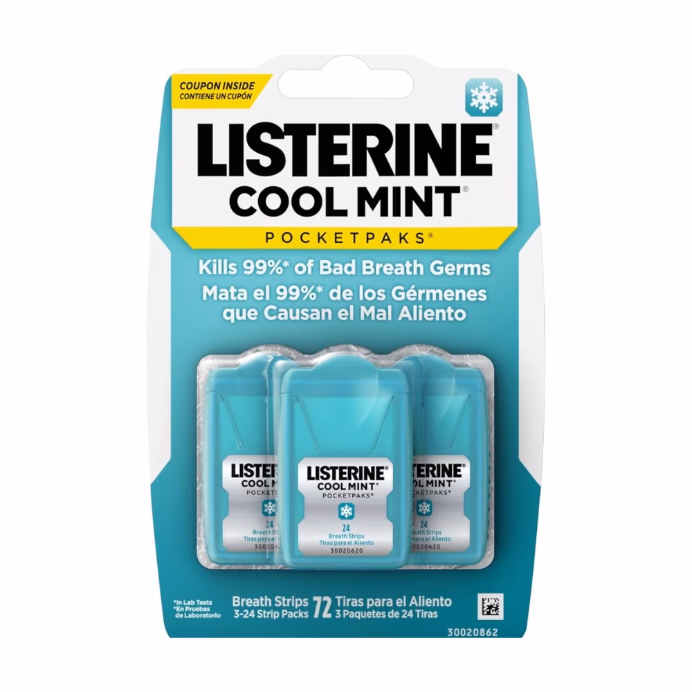 Listerine PocketPacks Breath Strips, 3 x 24 Count