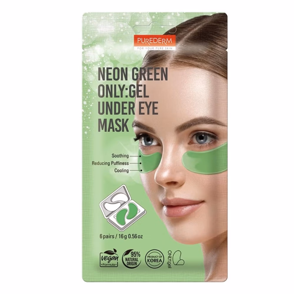 Purederm Neon Green Gel Under Eye Mask 6s – Refreshing & Hydrating Eye Treatment 1