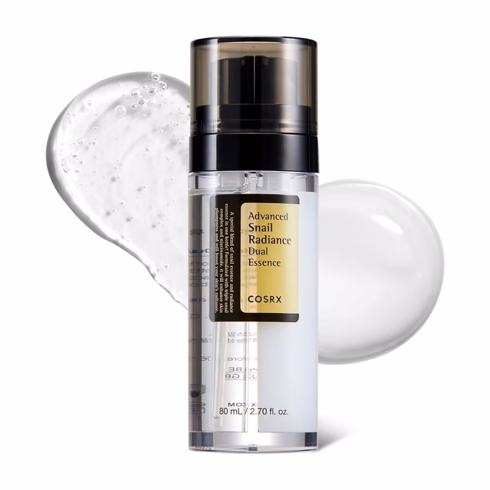 COSRX Advanced Snail Radiance Dual Essence 80ml – Brightening, Hydrating Essence With Snail Mucin And Niacinamide To Nourish, Revitalize, And Enhance Skin Radiance.