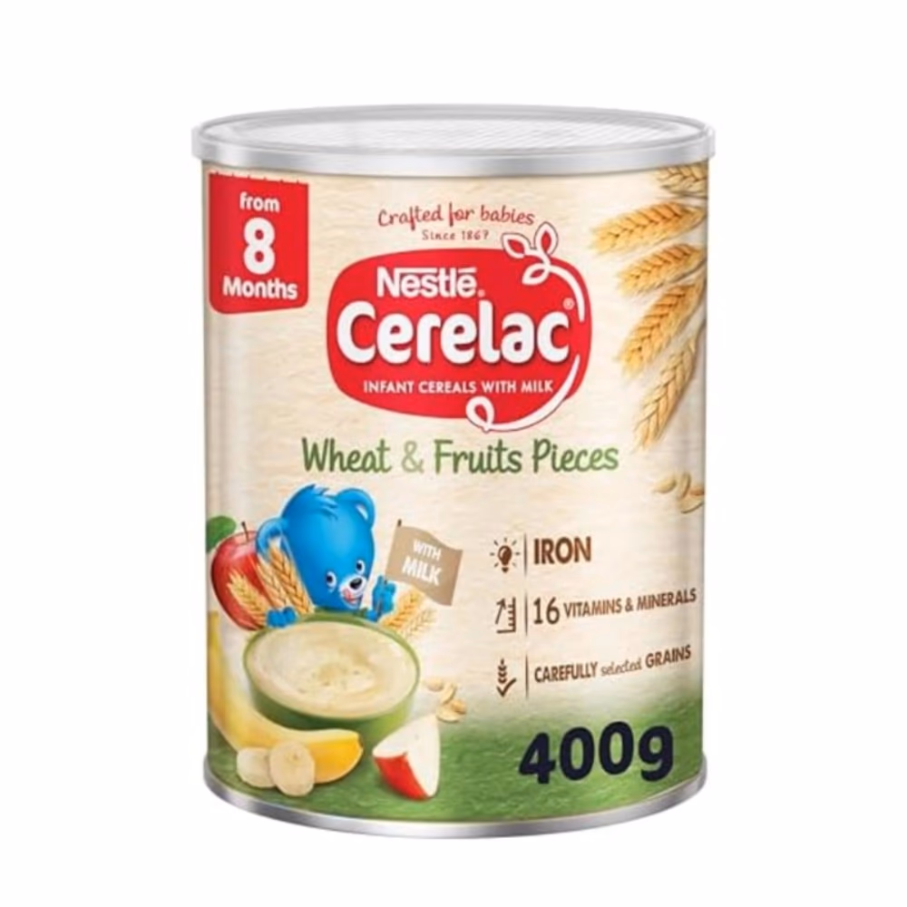 Nestle Cerelac Wheat & Fruit Pieces 400g – Iron Fortified Baby Cereal with Essential Vitamins & Minerals