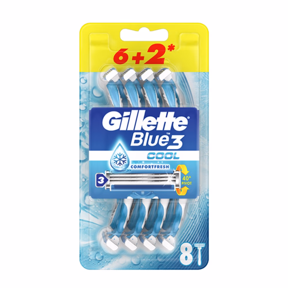 Gillette Blue3 Cool Disposable Razor 6+2 Free 1