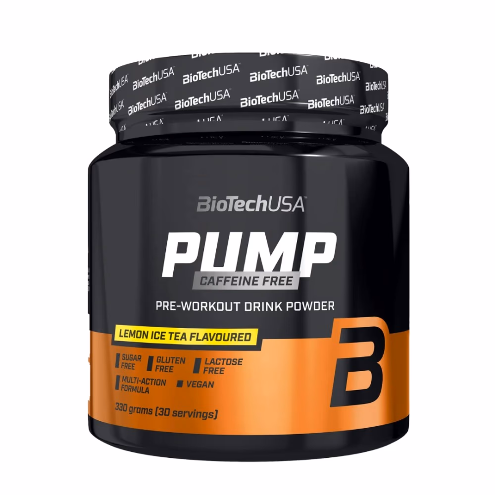 BioTechUSA Pump Caffeine Free Lemon Tea 330g: Stimulant-Free Pre-Workout for Focus, Pump & Performance