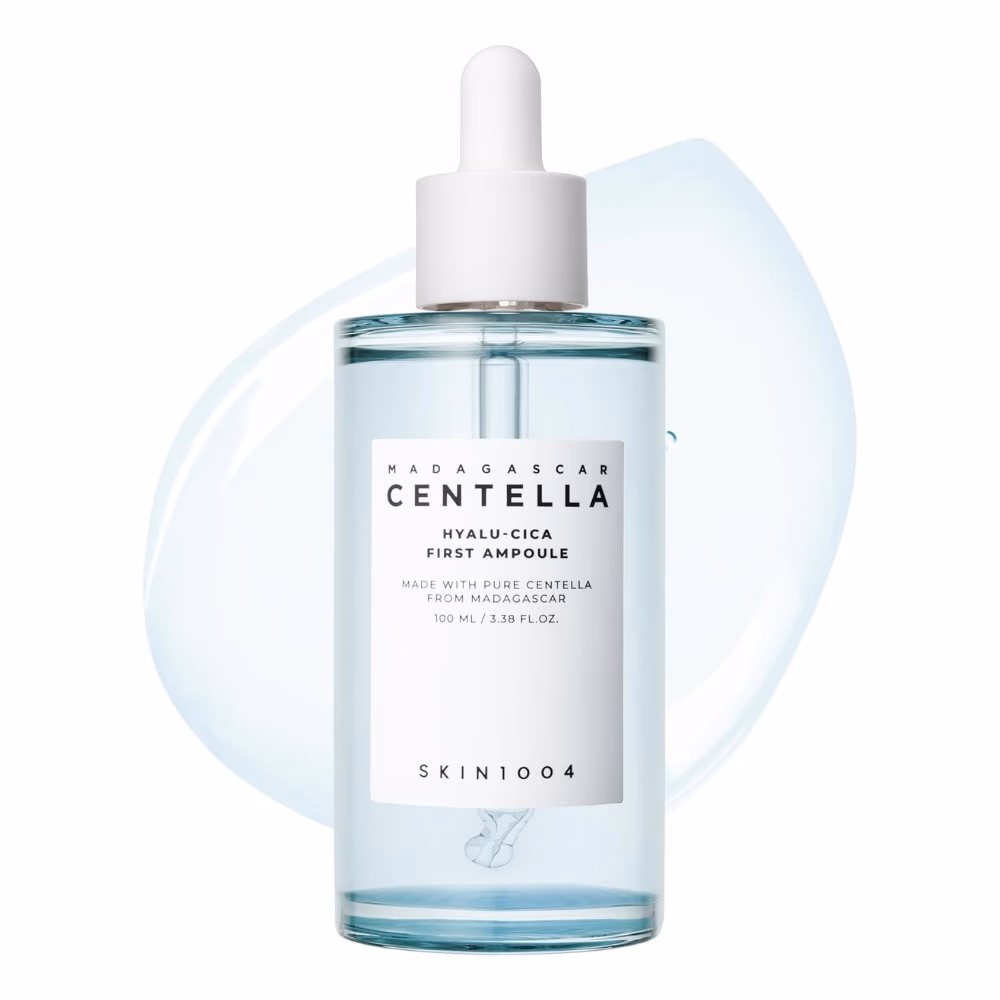 SKIN1004 Madagascar Centella Hyalu-Cica First Ampoule 100ml - Hydrating ampoule with Hyaluronic Acid and Centella to soothe, plump, and prep the skin.