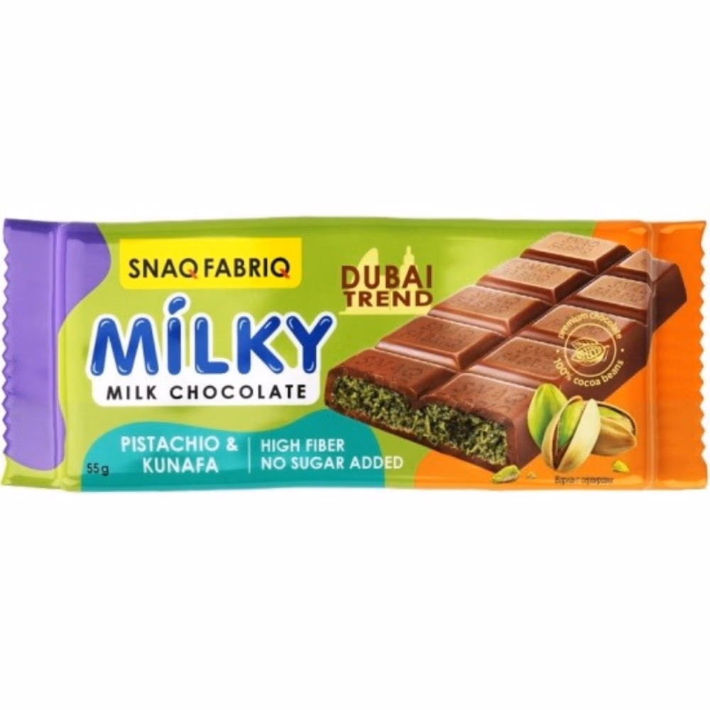 Snaq Fabriq Milky Chocolate Pistachio & Kunafa Bar (55g)