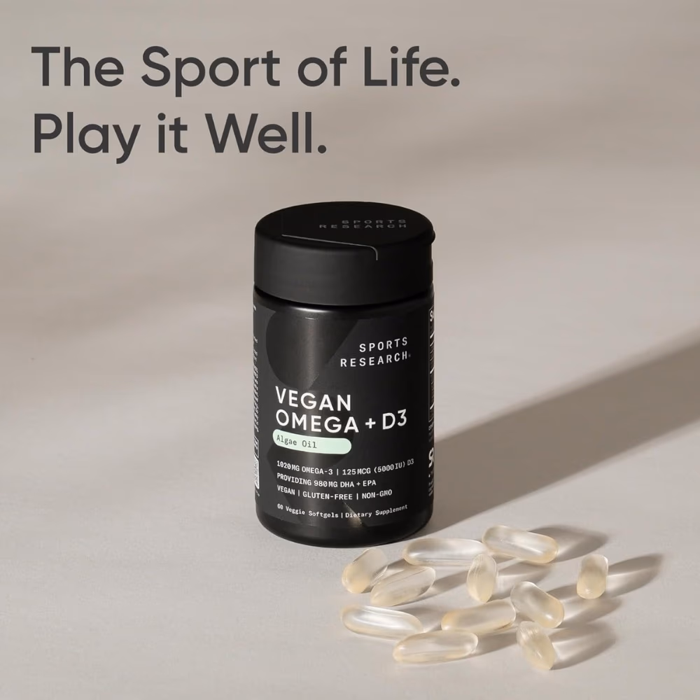 Sports Research Vegan Omega-3 + D3 Softgels (60 Count) 2