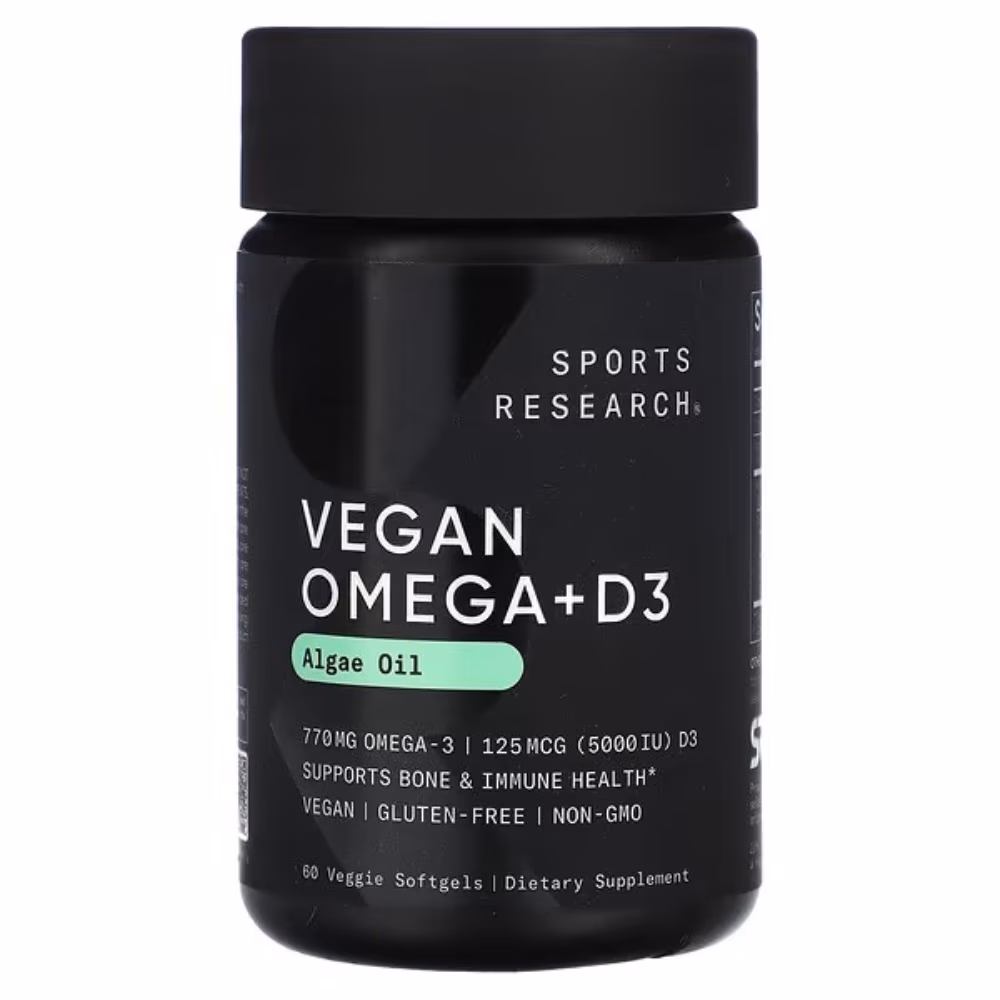 Sports Research Vegan Omega-3 + D3 Softgels (60 Count) 1
