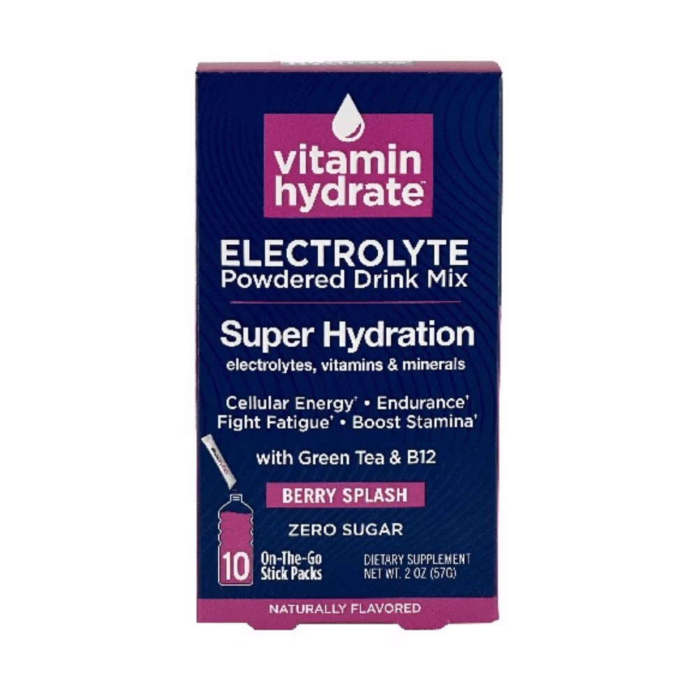 Vitamin Hydrate Electrolyte Powder Berry Splash 10 Stick Packs 1