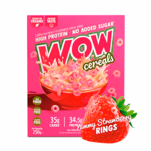 WOW Protein Cereals Yummy Strawberry Rings 250g