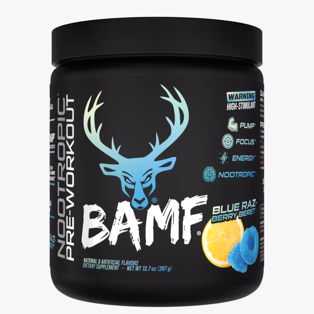 Bucked Up BAMF High Stim Pre-Workout Blue Razz Lemonade 30 Servings 387g 1