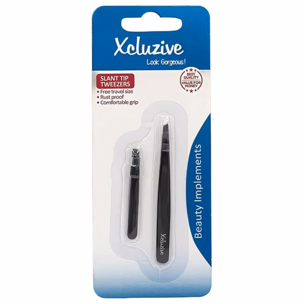 Xcluzive Slant Tweezers Black Coated 1