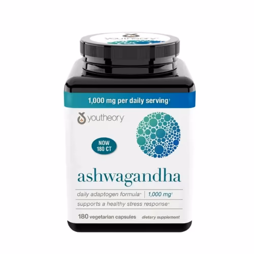 Youtheory Ashwagandha 1000mg 180 Vegetarian Capsules 1