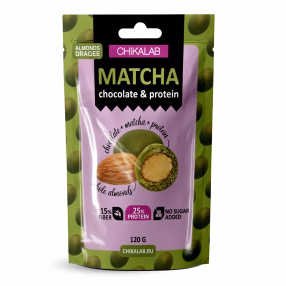 Chikalab Matcha Choco and Protein Almonds -120g 1