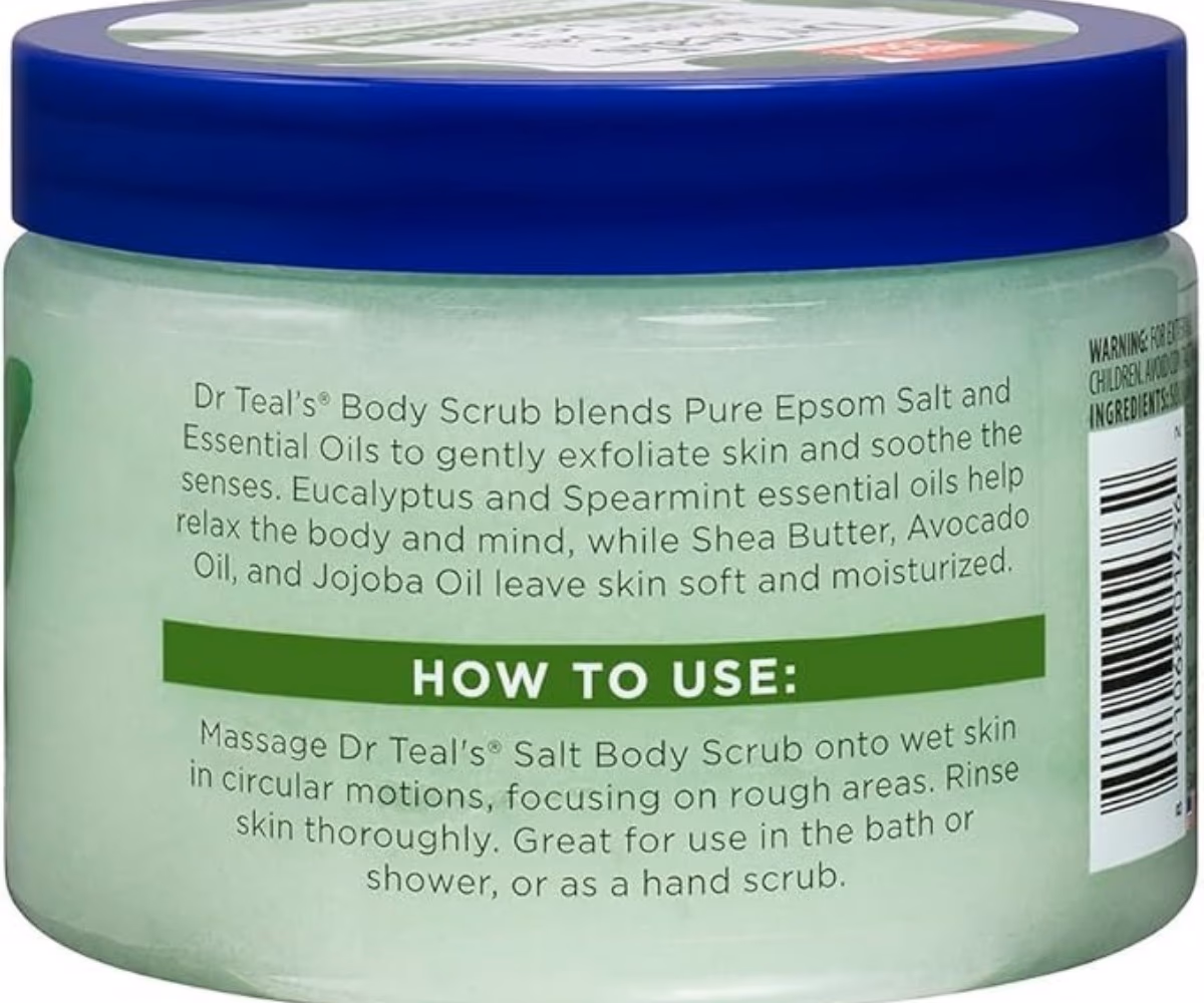 Dr Teal's Epsom Salt Body Scrub, Eucalyptus & Spearmint, 454g 2