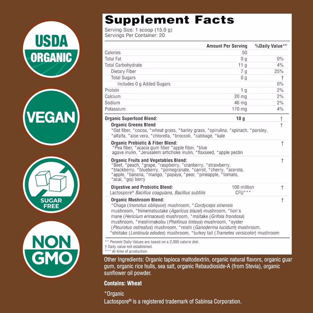 Country Farms Super Greens Superfood Powder, Chocolate Flavor, 300g 2
