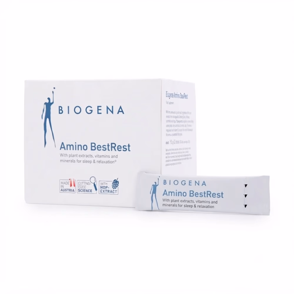 Biogena Amino BestRest Powder Supplement with Hop Extract, Amino Acids, Vitamins & Minerals Stick Packs 30 Sticks 1
