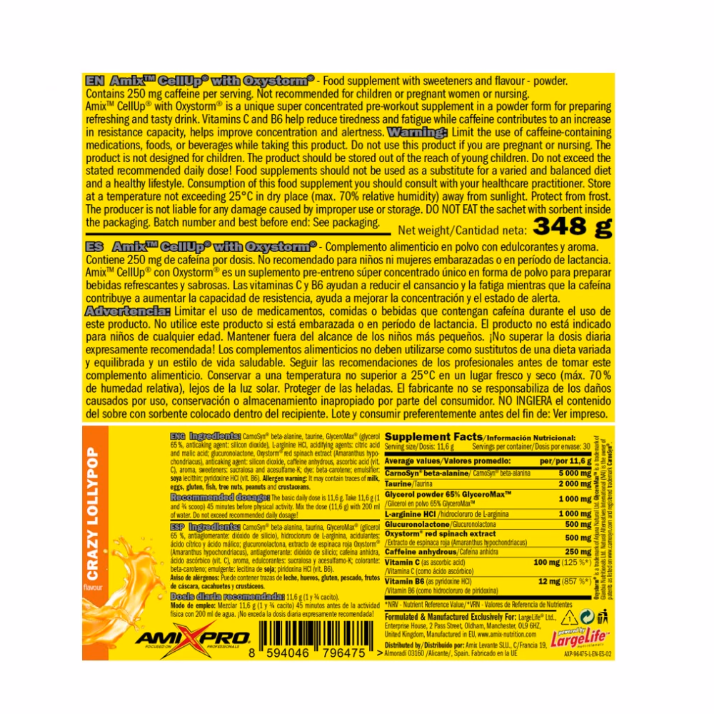 AMIX CellUp with Oxystorm, Pre-workout 348gm - Frozen Blueberry Flv 2