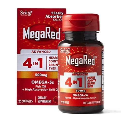 Schiff MegaRed Advanced 4 in 1 Omega-3 Fish & Krill Oil 500mg – 25 Softgels