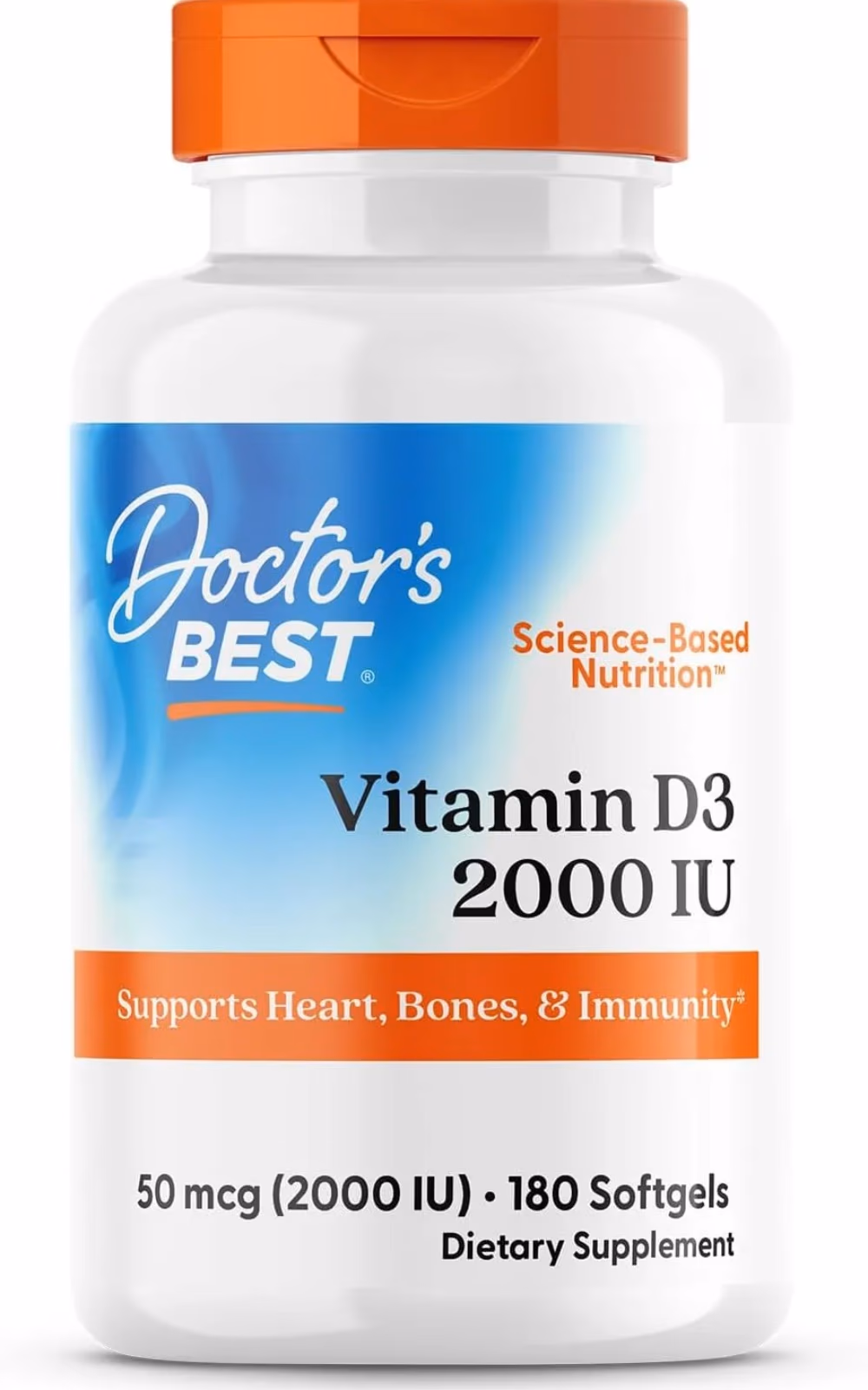Doctor's Best Vitamin D3 2000 IU, 180 Softgels