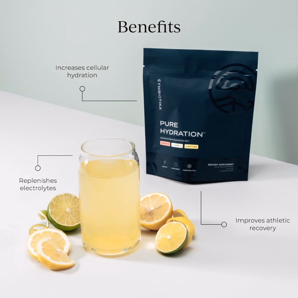 Cymbiotika Pure Hydration – Advanced Electrolyte Drink Mix (Lemon, Lychee & Watermelon) | 21 Stick Packs x 8g 2