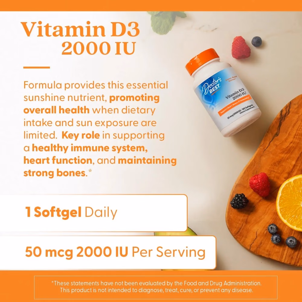Doctor's Best Vitamin D3 2000 IU, 180 Softgels 5