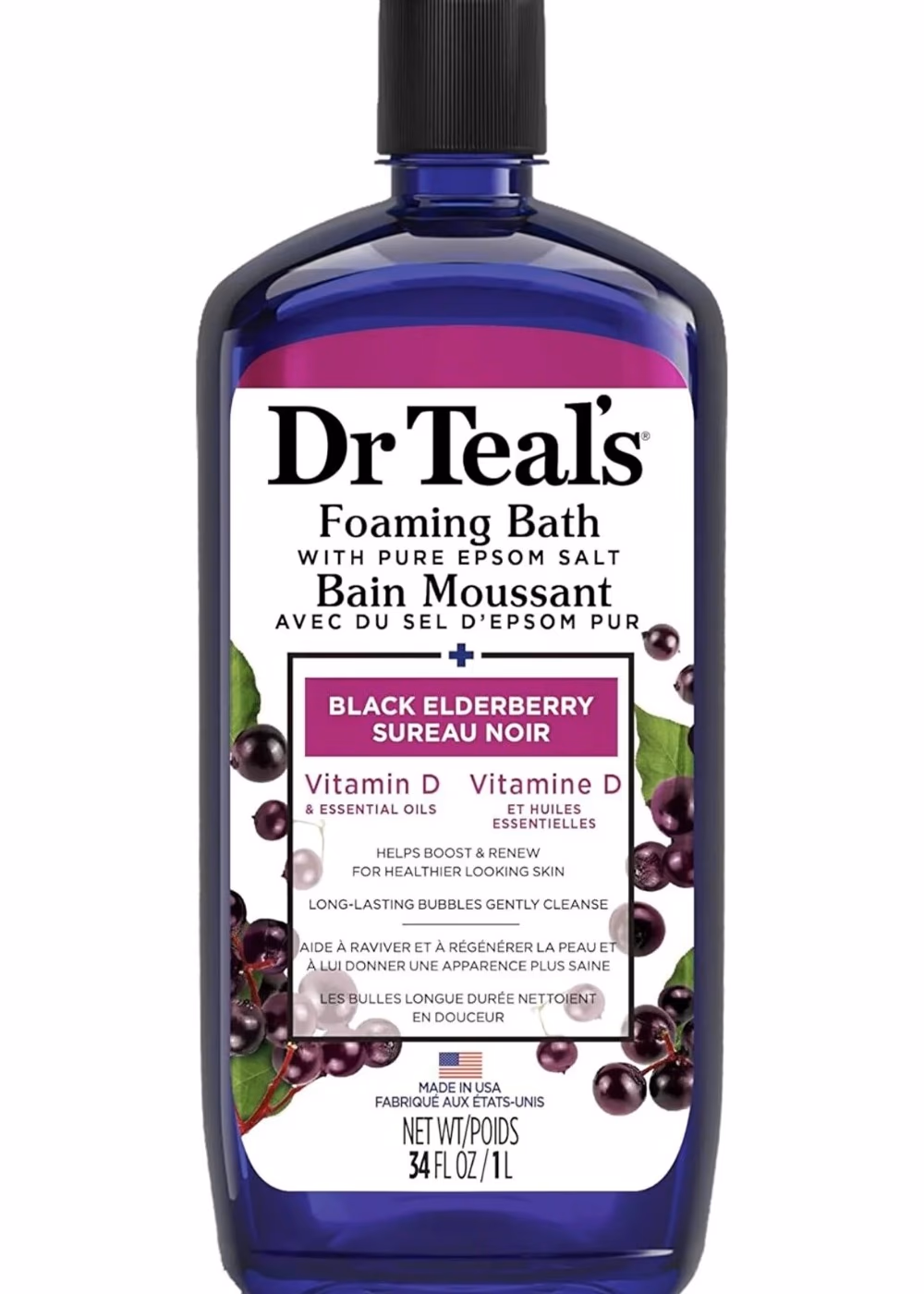 Dr Teal's Foaming Bath with Black Elderberry, 1000ml 1