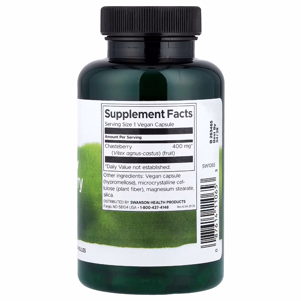 Swanson Full Spectrum Chasteberry Fruit 400 mg Hormonal Support Herbal Supplement, 120 Vegan Capsules 2