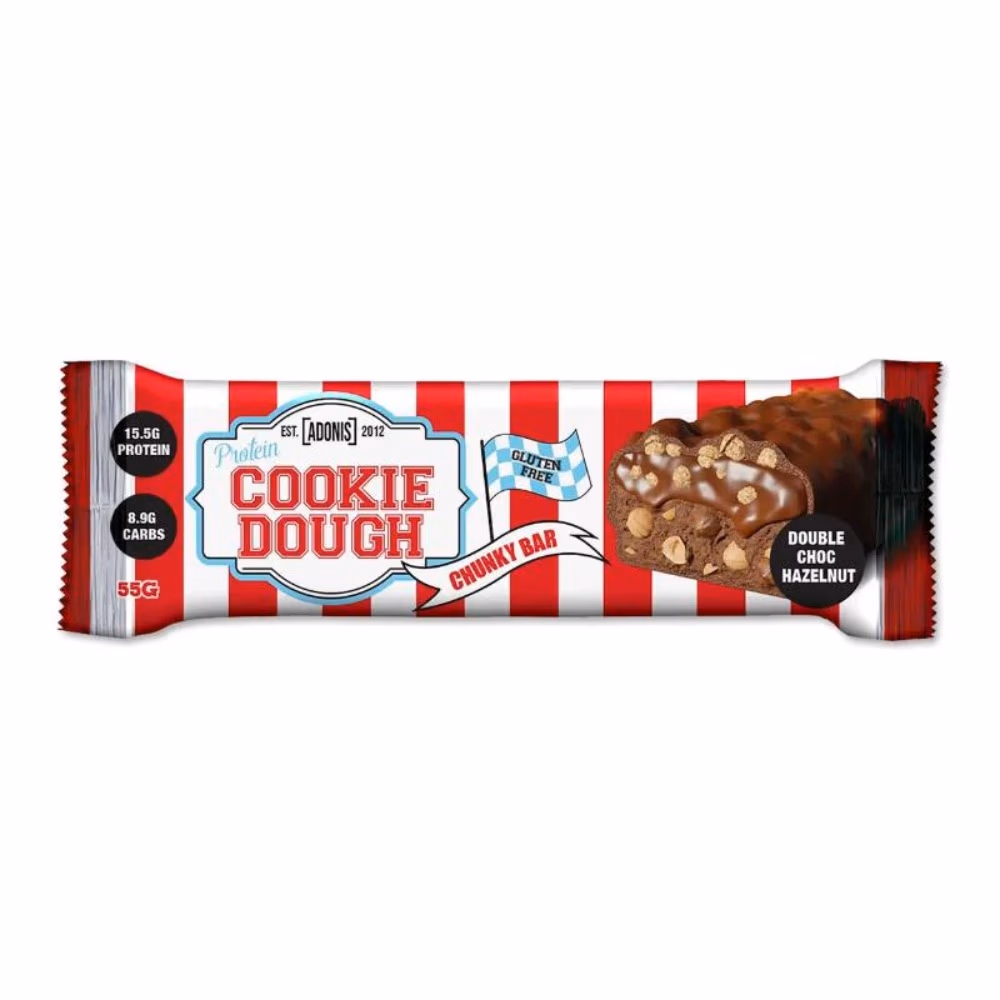 Adonis Protein Cookie Dough Bar Double Choco Hazelnut 55gm 1
